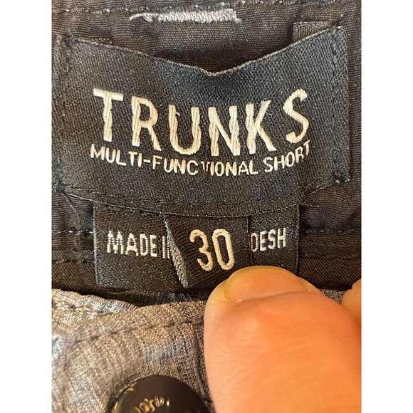 Trunks Mens Short Multi Functional Chino Flat Front Lightweight Gray Size 30 - Picture 7 of 7